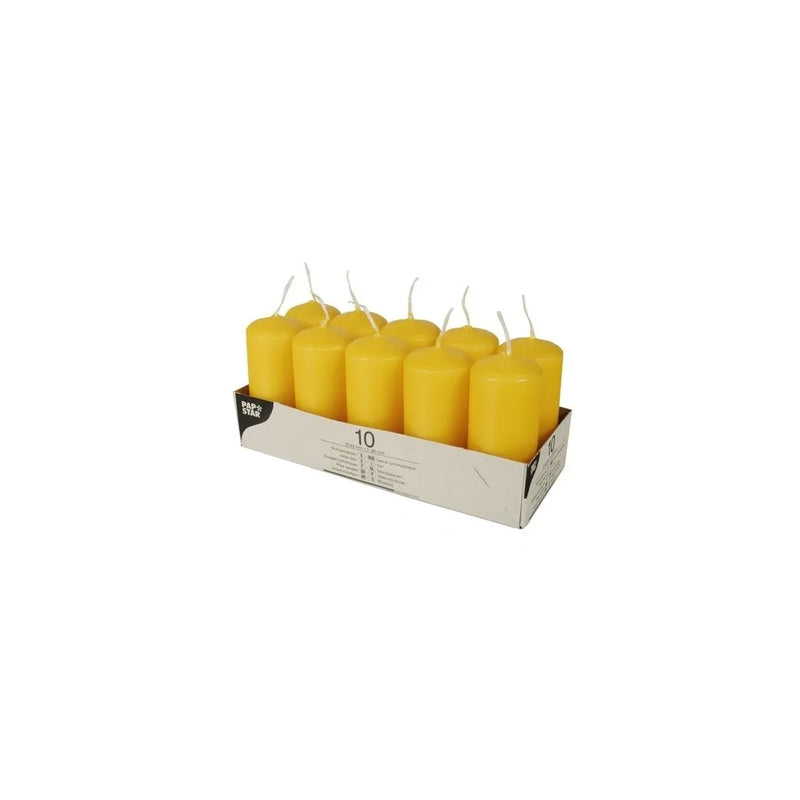 Pillar Candles Pack Of 10 Yellow
