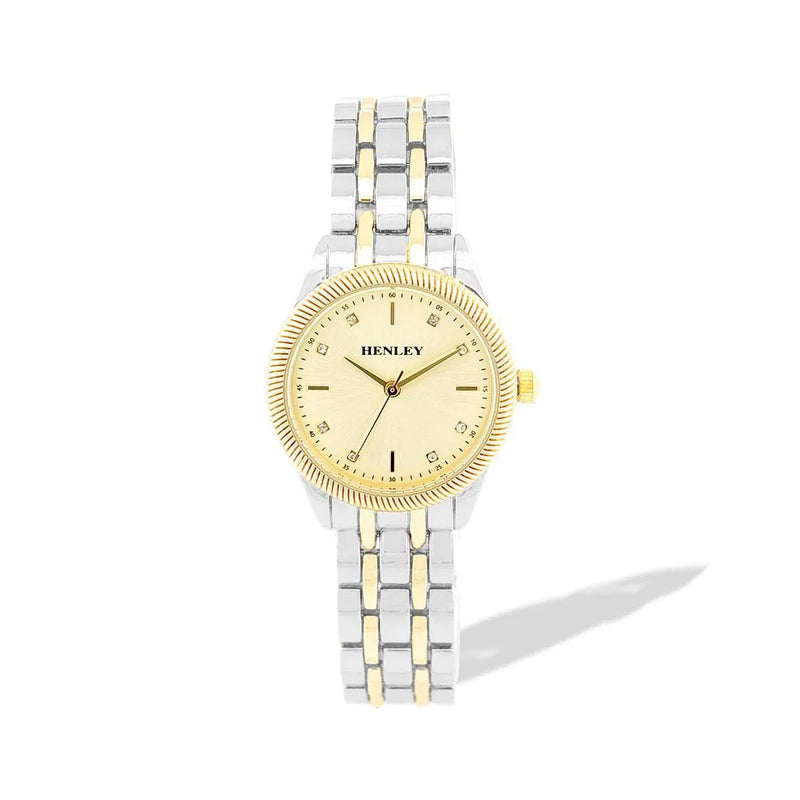 Henley Womens Chiselled Fashion Bracelet Watch - Two Tone