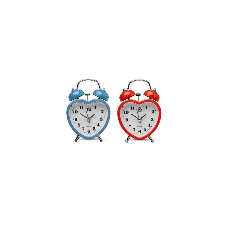 Heart Bedroom Alarm Clock With Bell Retro Design Assorted Colours