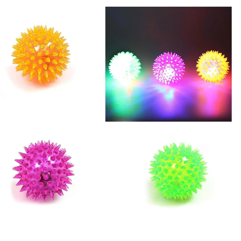 Pet Dog Toy Flashing Light Up Spikey Ball Assorted Colours