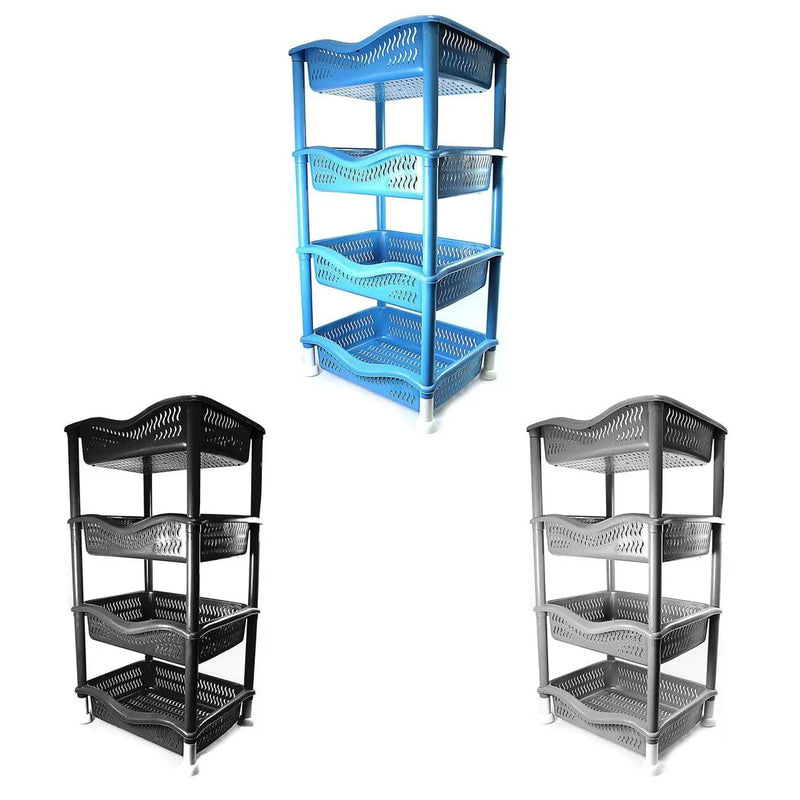 4 Tier Plastic Kitchen Food Storage Rack Easy To Assemble