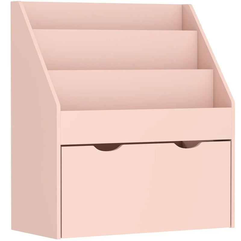AIYAPLAY Bookcase for Kids with Shelves, Drawer, Bookcase for Bedroom, Playroom, Pink