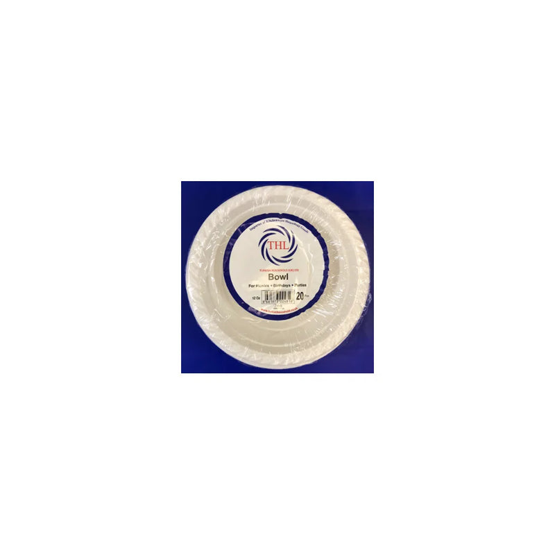 12Oz Disposable White Plastic Soup Bowls Pack Of 20