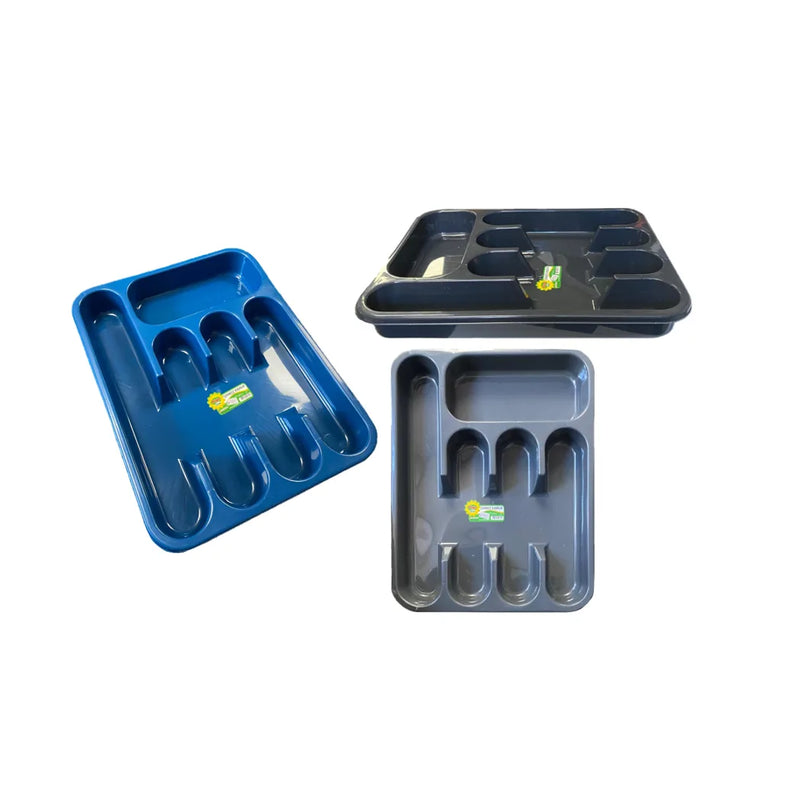 Plastime Plastic Cutlery Drawer Organiser Tray 5 Sections Assorted Colours
