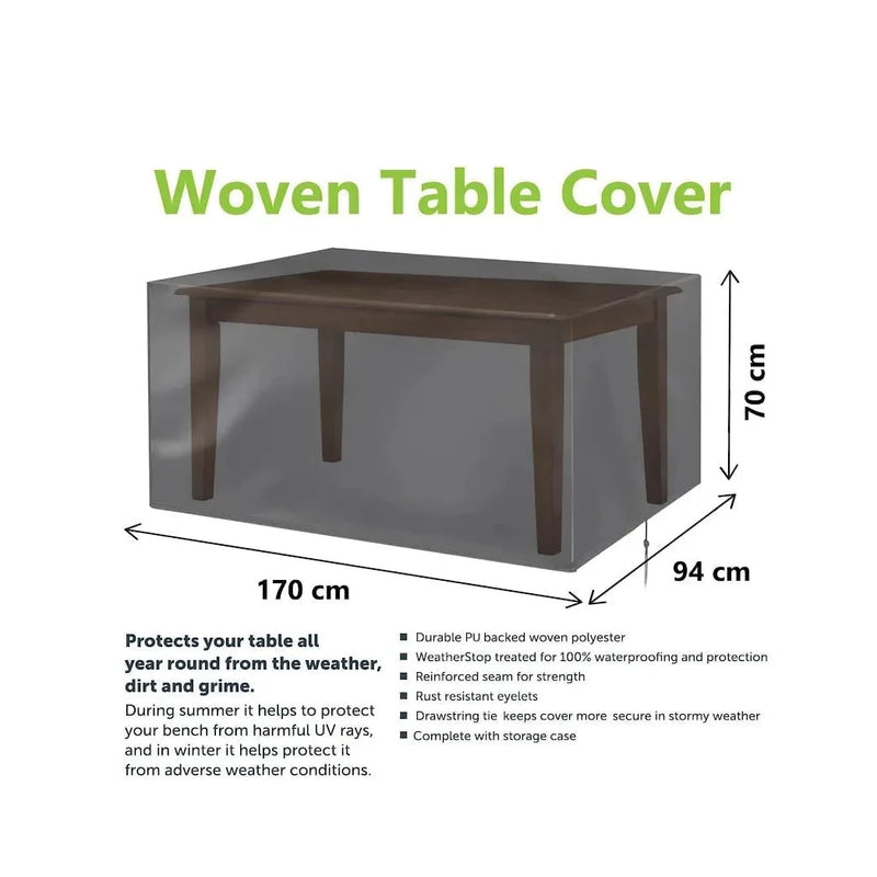 Garden Table Water Resistant Cover - 170cm x 94cm x 70cm