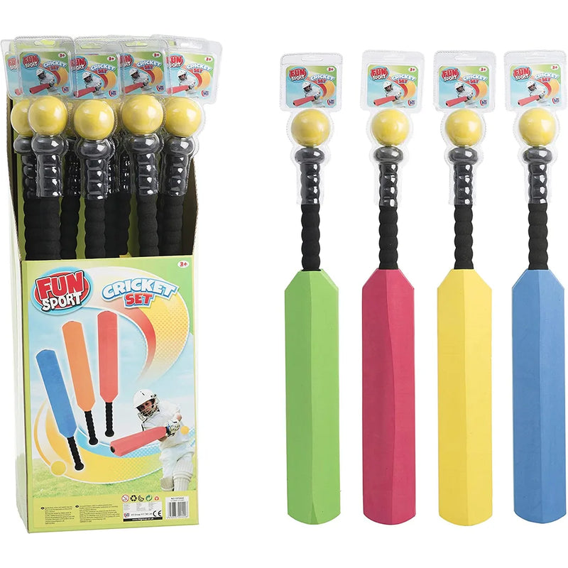 Children'S Foam Cricket Set With Bat &Amp; Ball – Assorted Colours