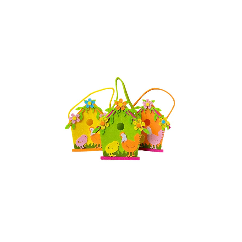 Small Felt Gift Bag Easter Birdhouse Design Assorted Colours