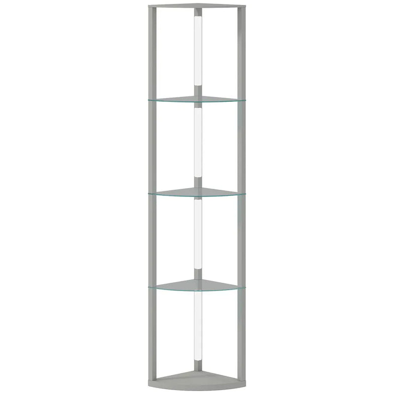 HOMCOM LED Floor Lamp with Shelves, Dimmable Standing Lamp with Foot Switch for Living Room, Bedroom, Grey