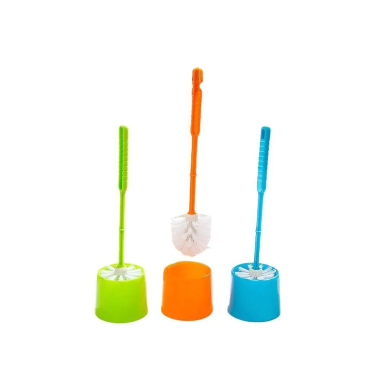 Plastic Bathroom Toilet Brush With Holder Stand Assorted Colours