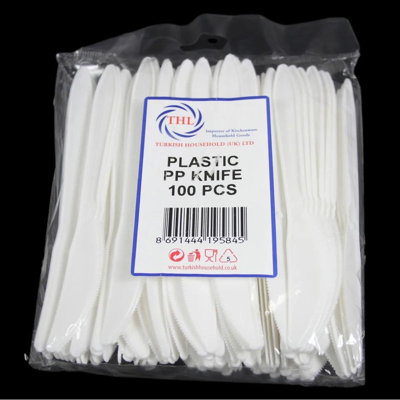 Plastic Disposable White Knife 100 Piece