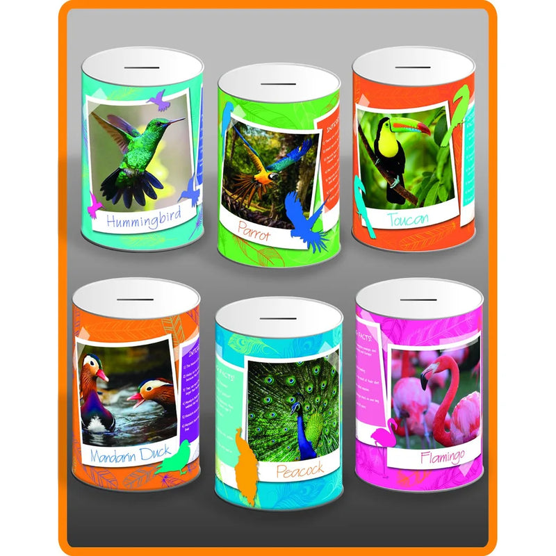 E x otic Birds Money Tin Assorted Designs
