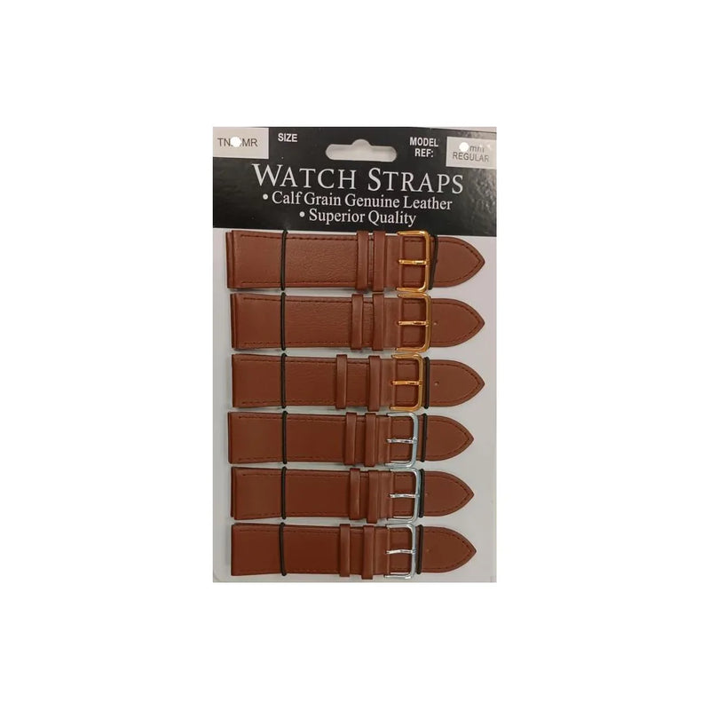 TNMR Tan calf regular watch straps card of 6