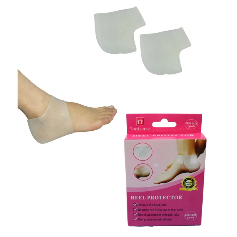 Pair Of Silicone Gel Heel Protector Plantar Fasciitis Pain Relief Cushion Unise x