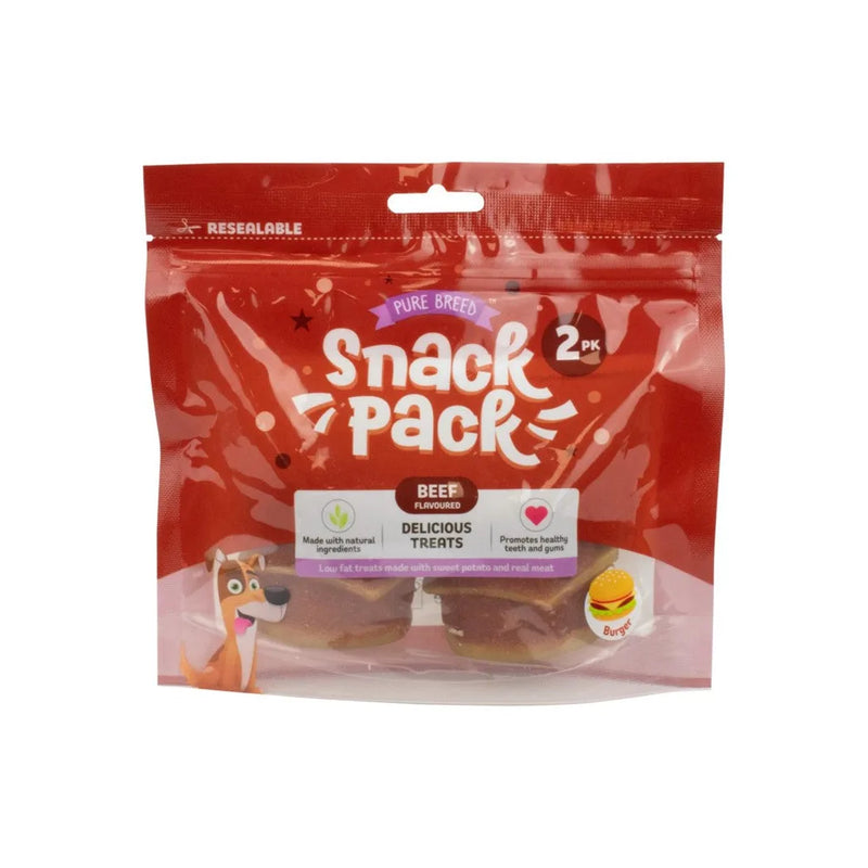 Pet Dog Treats Delicious Burger Chew Snack Pack Of 2 Beef Flavour