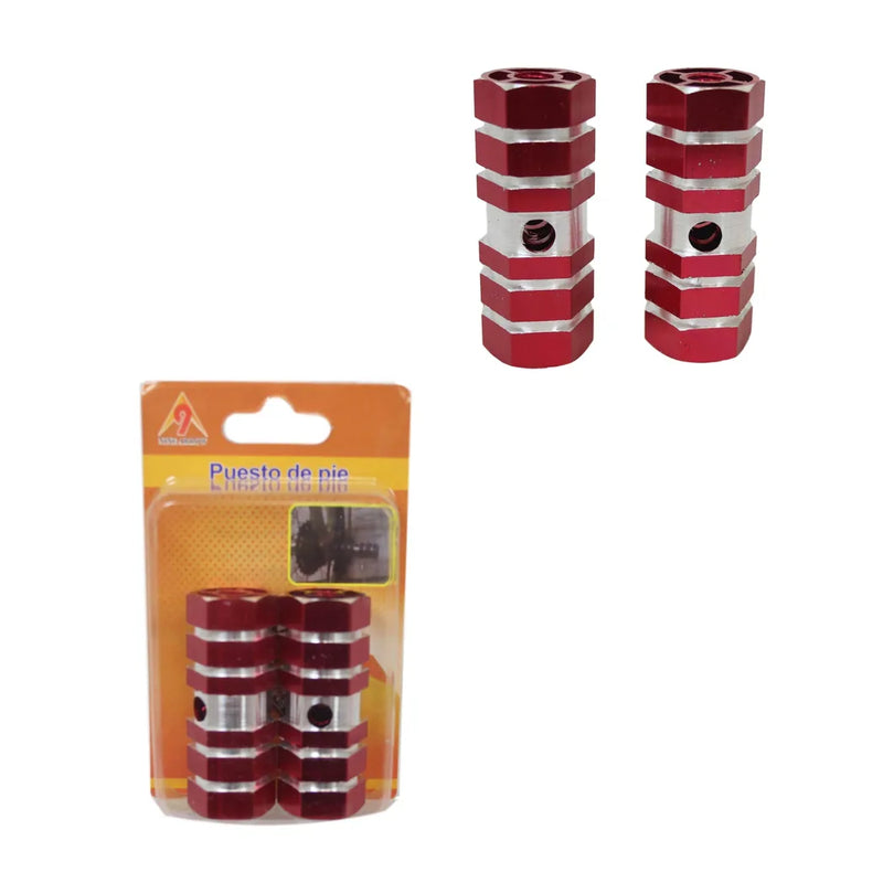Aluminium Striped Bike Bicycle Pedal Foot Rest A x le Peg Pack Of 2 Assorted Colours