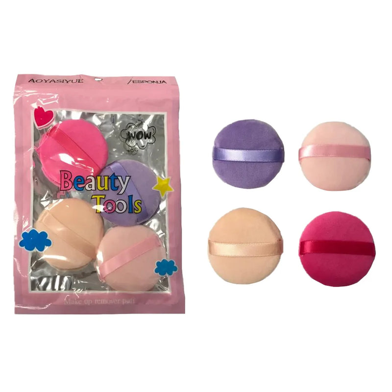 Make Up Powder Foundation Puff Pack Of 4 Assorted Colours