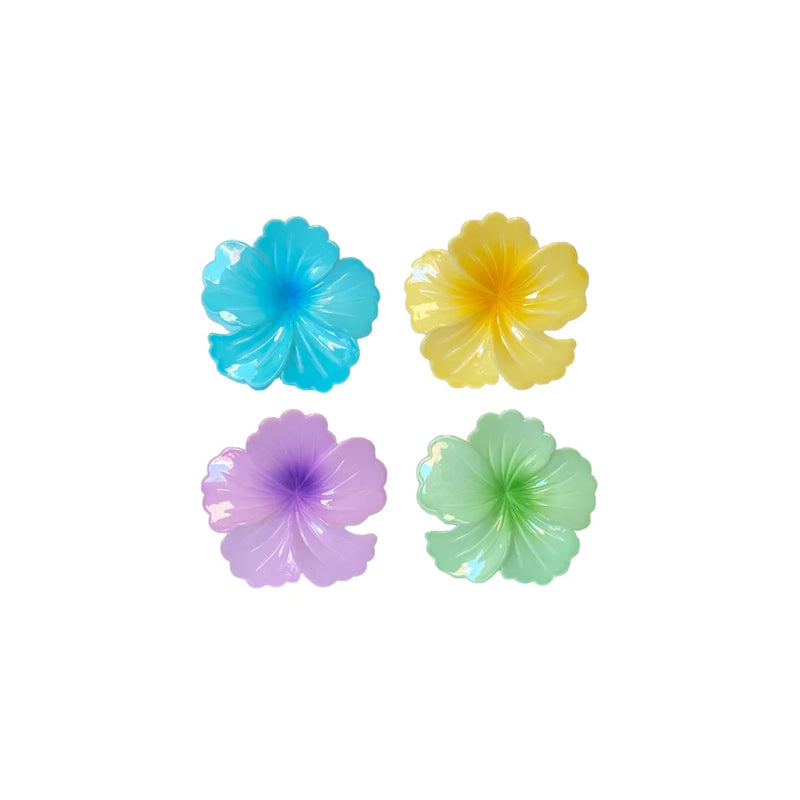 Plastic Tropical Hibiscus Flower Hair Claw Clip Assorted Colours
