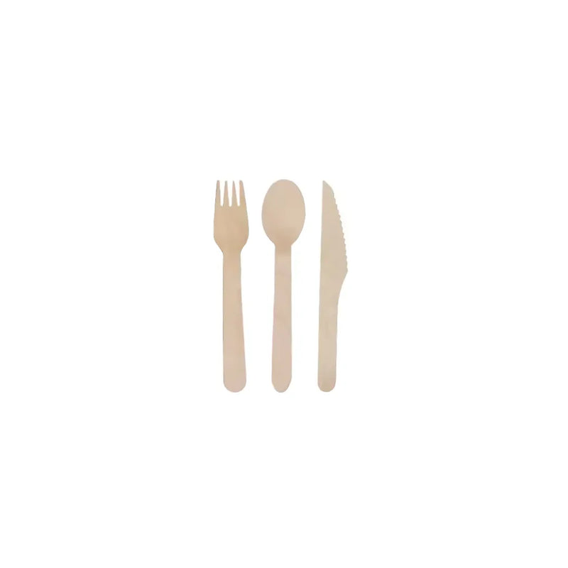 Disposable Wooden Cutlery Spoons Forks And Knives Pack Of 100 Assorted