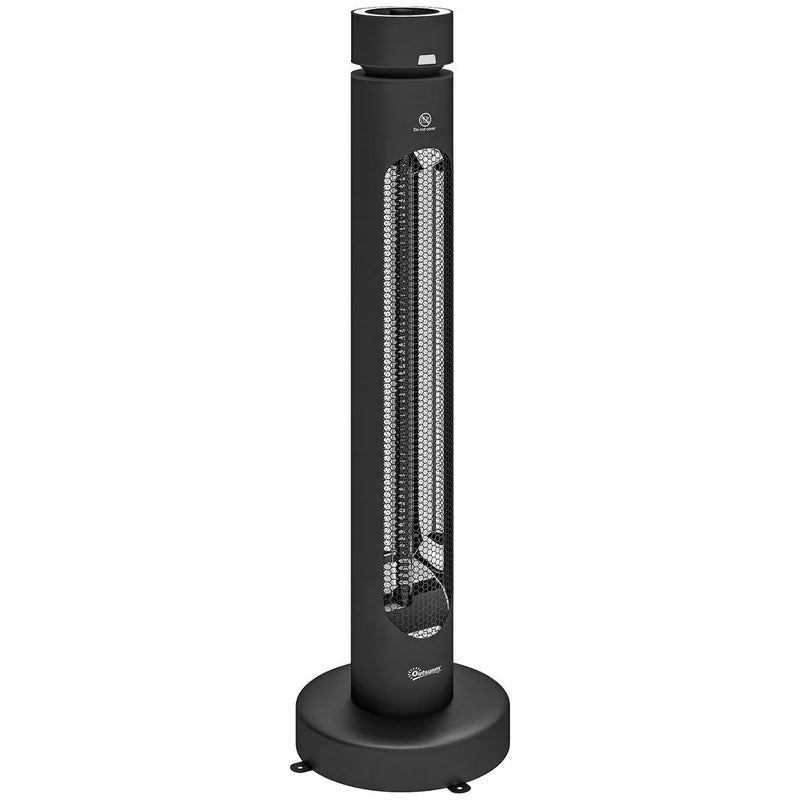 Outsunny 2000 W Electric Infrared Patio Heater, Free Standing Oscillating Outdoor Garden Heater with Knob/Remote Control, Black
