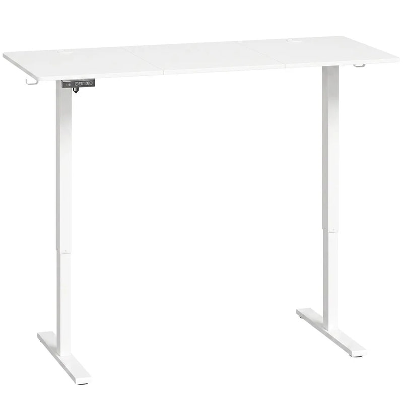 HOMCOM Standing Desk Memory Control Height Adjustable Desk 2 Cable Holes LED Display Sit Stand Desk White