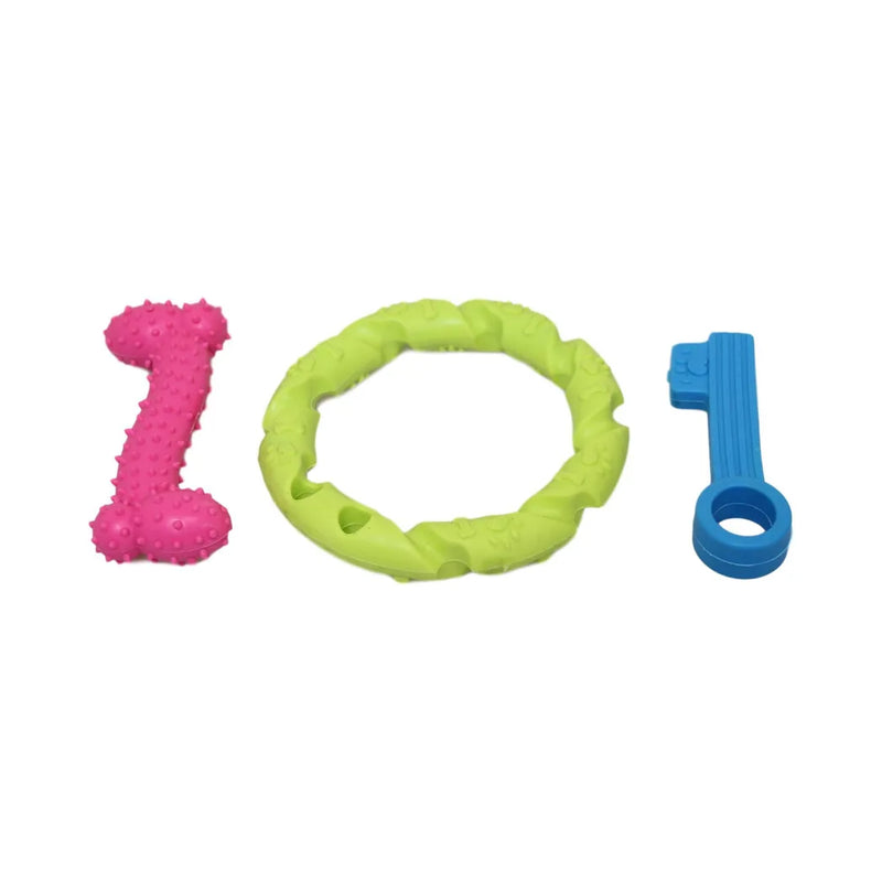 Pet Dog Toy Set Of 3 Assorted Colours