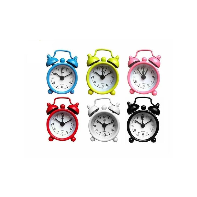 Classic Double Bell Mini Alarm Clock Assorted Colours