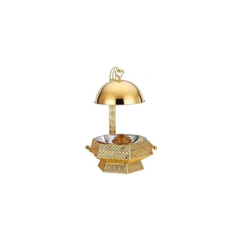 Buffet Banquet Chafing Dish With Glass Lid 8L Gold He x agonal Design
