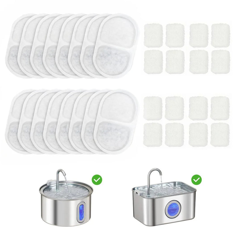 PawHut 16 Pack Cat Water Fountain Filters, Replacement Filters Set for 3.2L/2.5L Automatic Pet Fountain