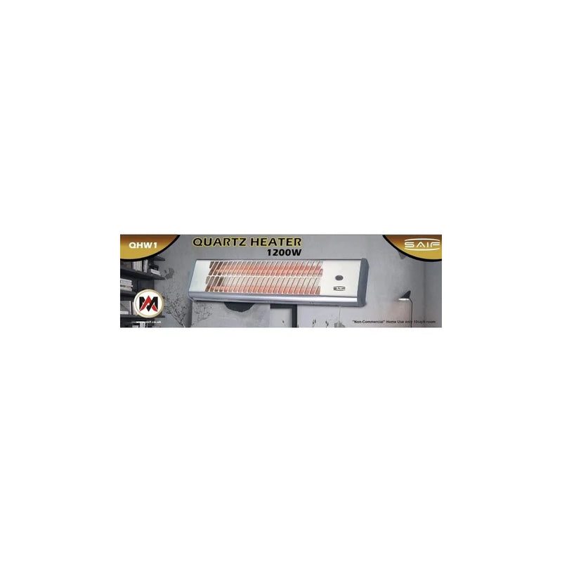 Wall Quartz Halogen Heater 2 Bar 1200W With 2 Heat Settings Square Model W15