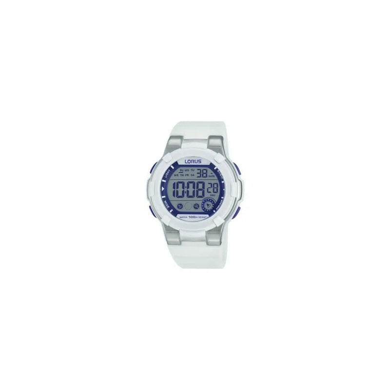 Lorus Ladies Mens Sports Chronograph Digital White Rubber Strap Watch R2359KX9 NEEDS BATTERY