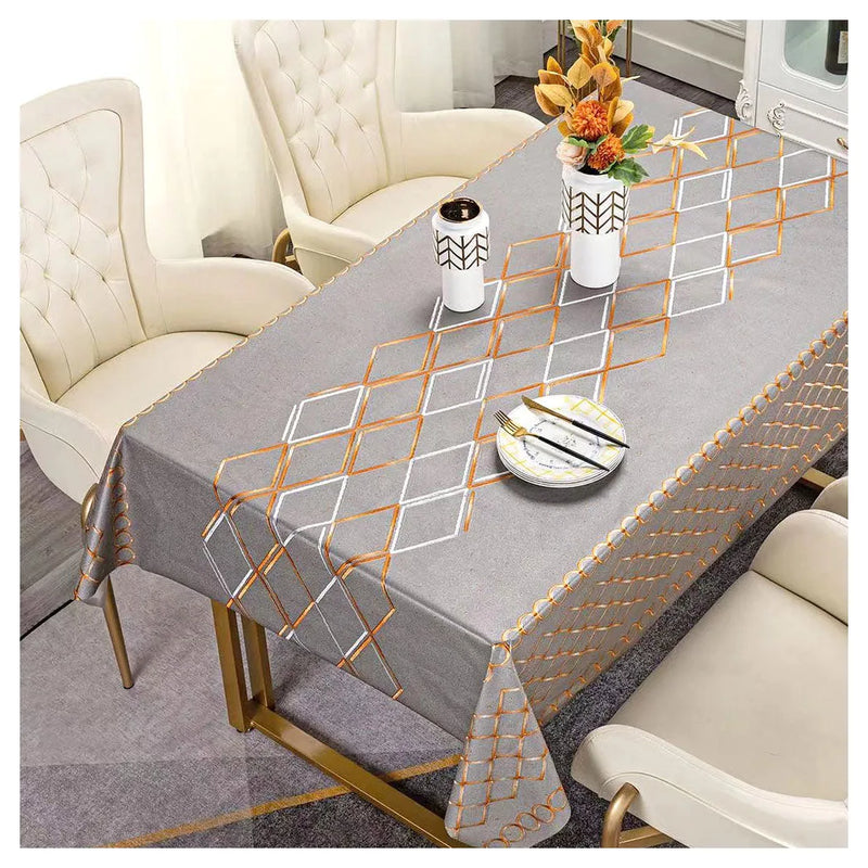 Durane Plastic Table Cover Roll Grey Orange White Pattern Design 1.37 x 20M De – 8335D