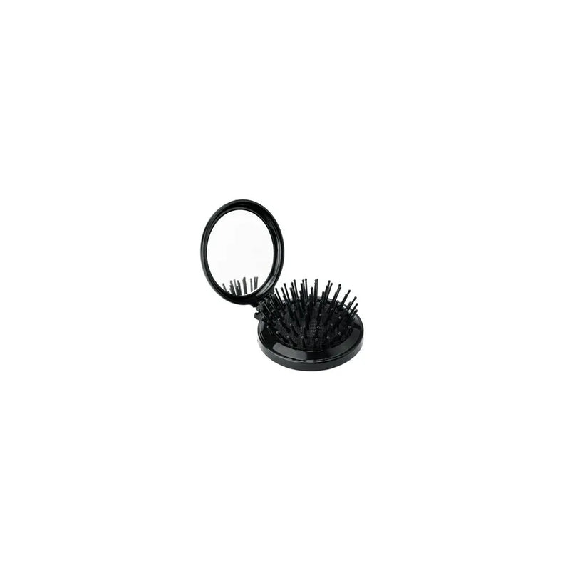 Round Travel Folding Pocket Hair Brush With Mirror Assorted Colours