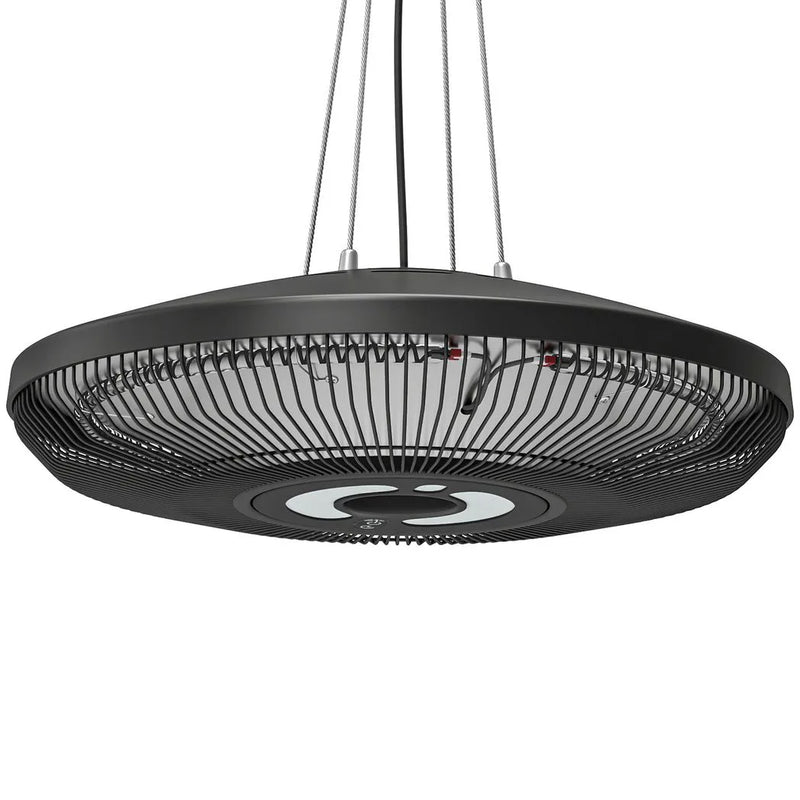 Outsunny Hanging Electric Patio Heater with LED Light, 1000/2000 W IP65 Outdoor Infrared Heater with Touch/Remote Control, Black