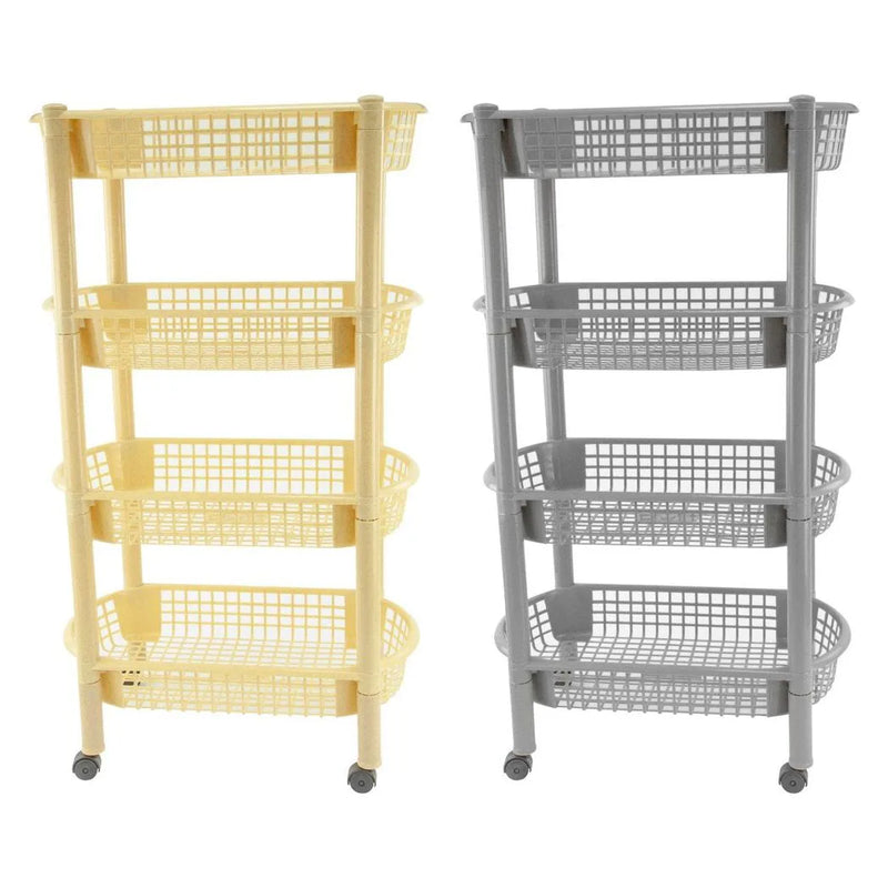 Plastic Kitchen Trolley Oval 4 Tier Fruit Veg