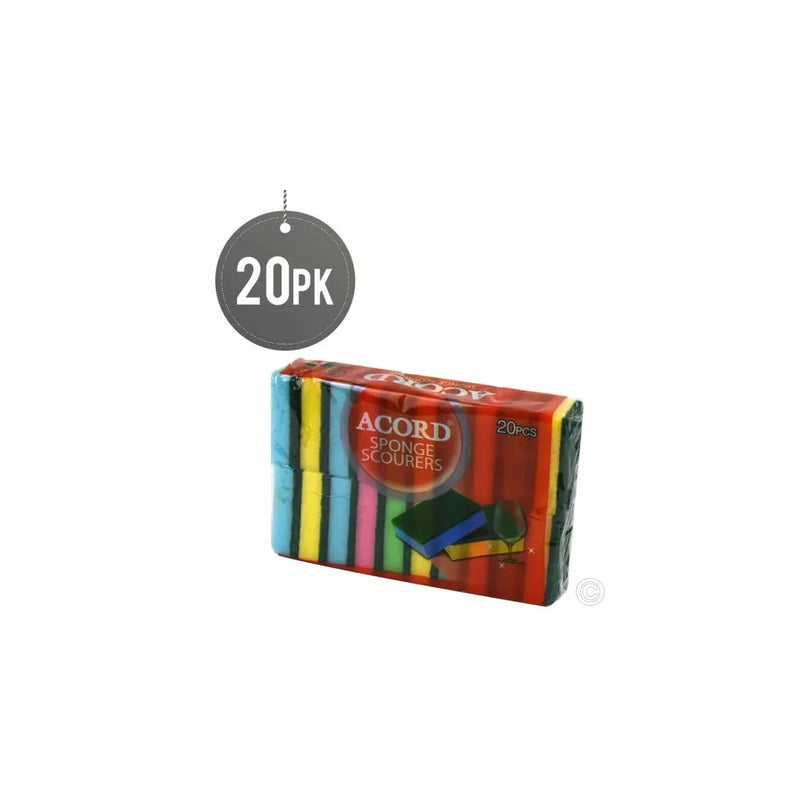 Accord Double Sided Kitchen Washing Up Sponge Pack Of 20