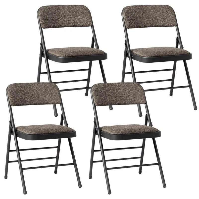 4 Pcs Folding Chairs, Black Patterned Fabric Upholstered Event Chairs, 18.1"×18.9"×29.9" Padded Seat & Back, Matte Steel Frame, Portable Foldable Chairs for Office, Conference, Living Room, School