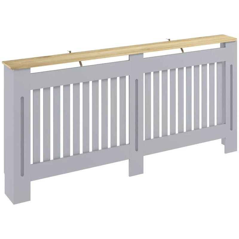 HOMCOM Slatted Radiator Cover, Painted Cabinet with Line Grill Design, 172W × 19D × 81H cm, Grey