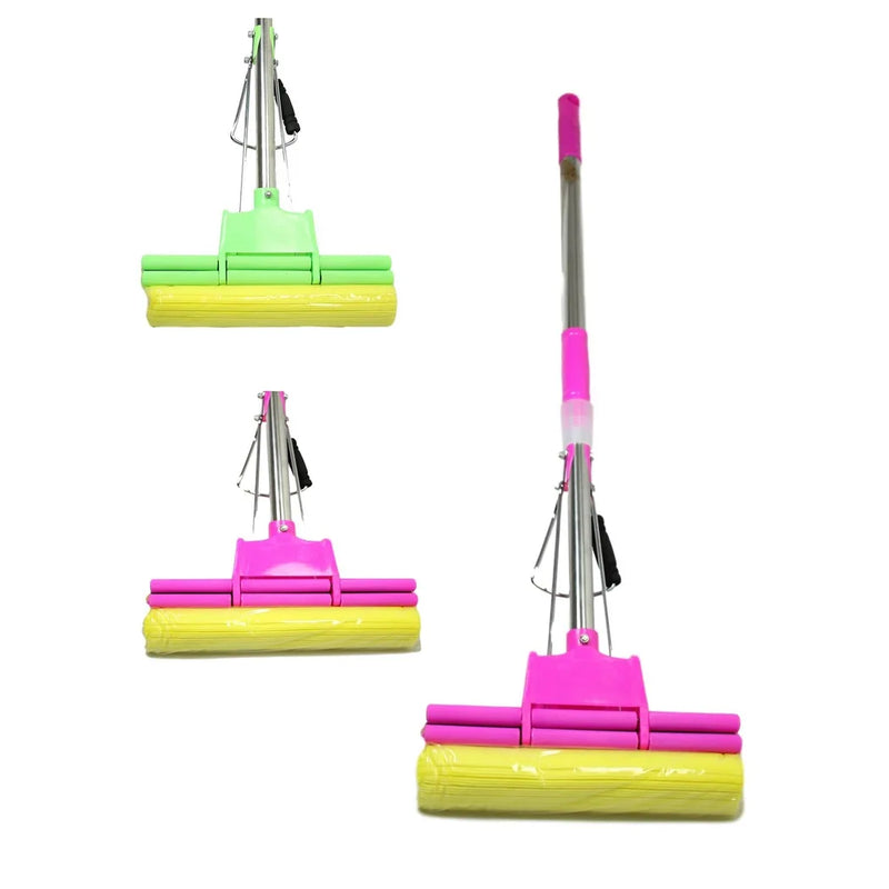 E x pandable Squeeze Yellow Cleaning Sponge Mop Assorted Colours