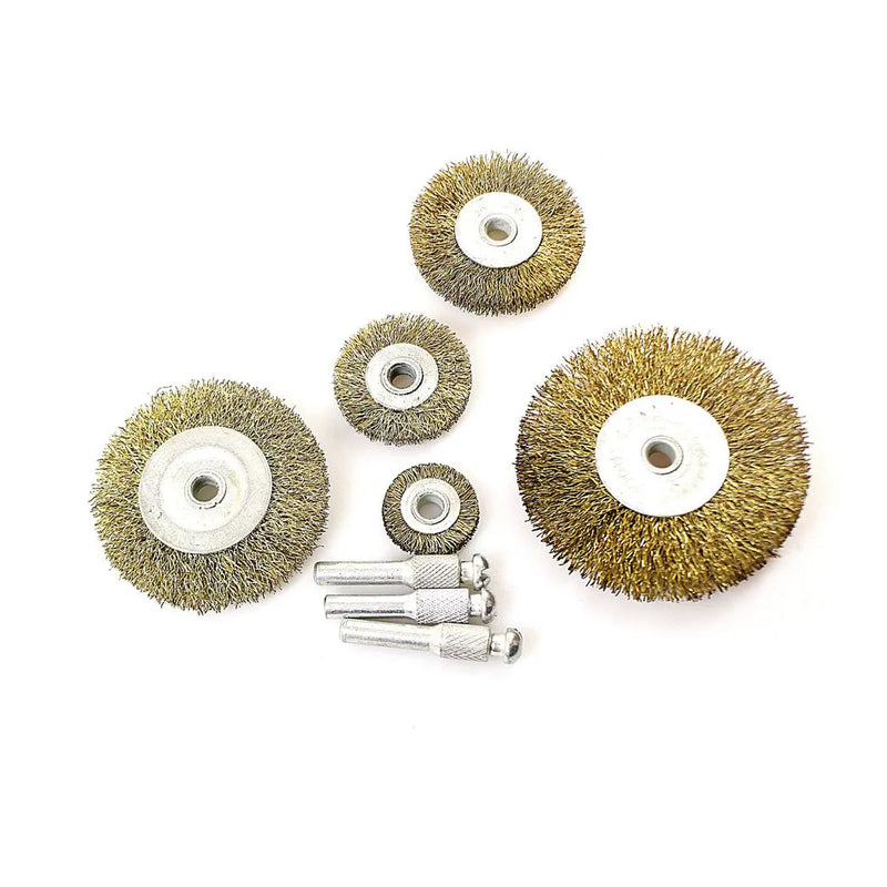 5 Piece Metallic Disc Brush & Cut Set Electric Spindle Tube Tips