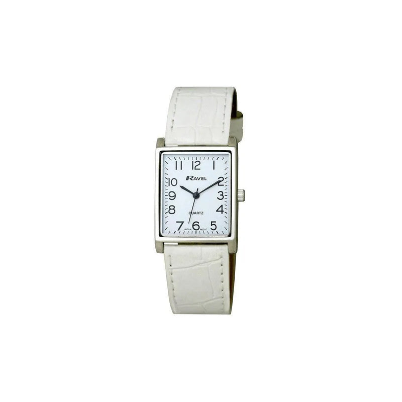 Ravel Mens Classic White Leather Strap Watch R0120.04.1A