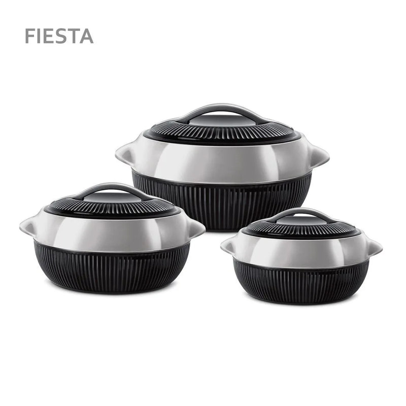Sq Professional Fiesta Insulated Casserole Hot Pot Set Of 3 Black – Silver