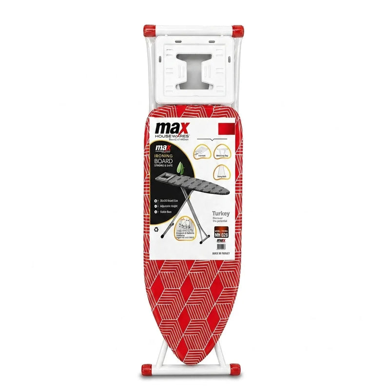 Ma x Housewares Ironing Board Adjustable Height Mesh Surface White Legs