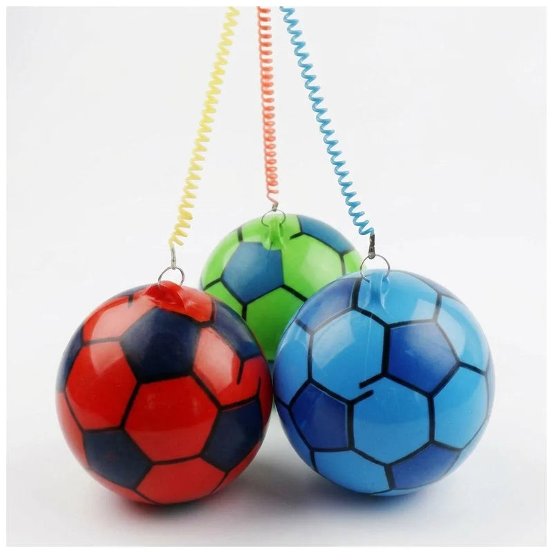 Inflatable Football With Springy String Sports Toy Ball Outdoor Assorted Colours