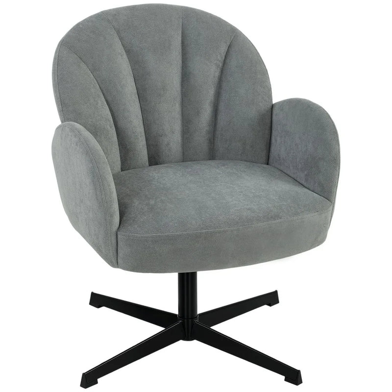 HOMCOM Swivel Accent Chair, Shell-Shaped Armchair with Spring Cushion, Metal Base, Grey