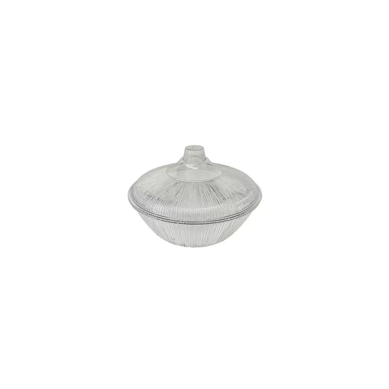 Plastic Clear Round Ribbed Fruit Bowl With Lid