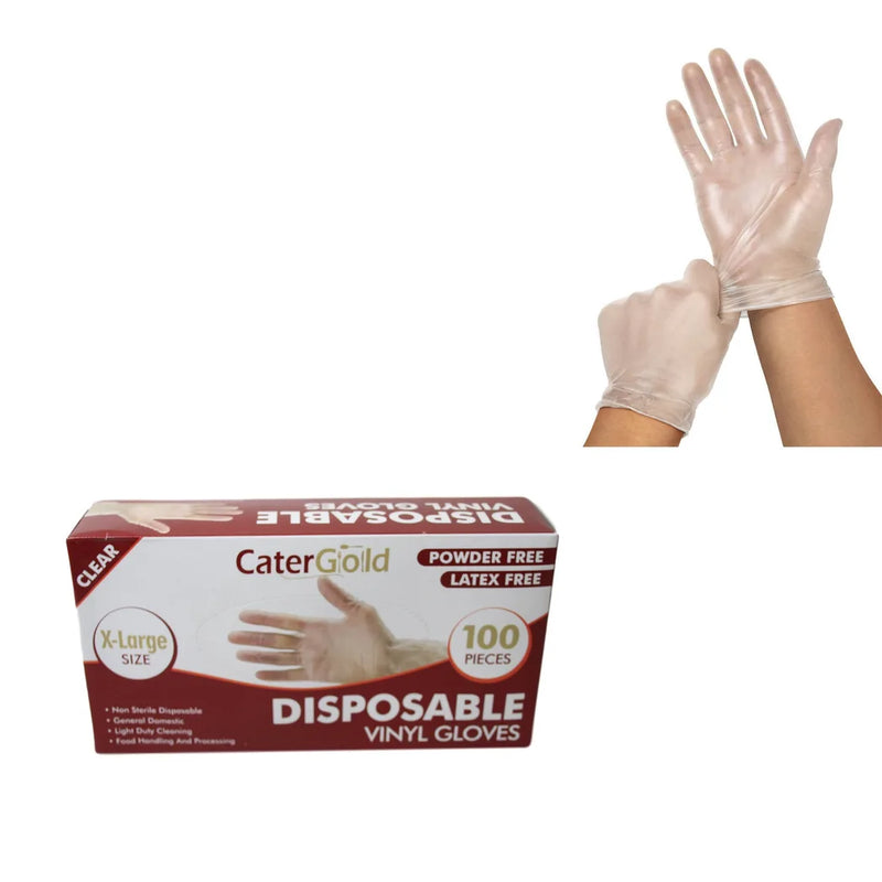 100 Vinyl E x amination Gloves Clear E x tra Large