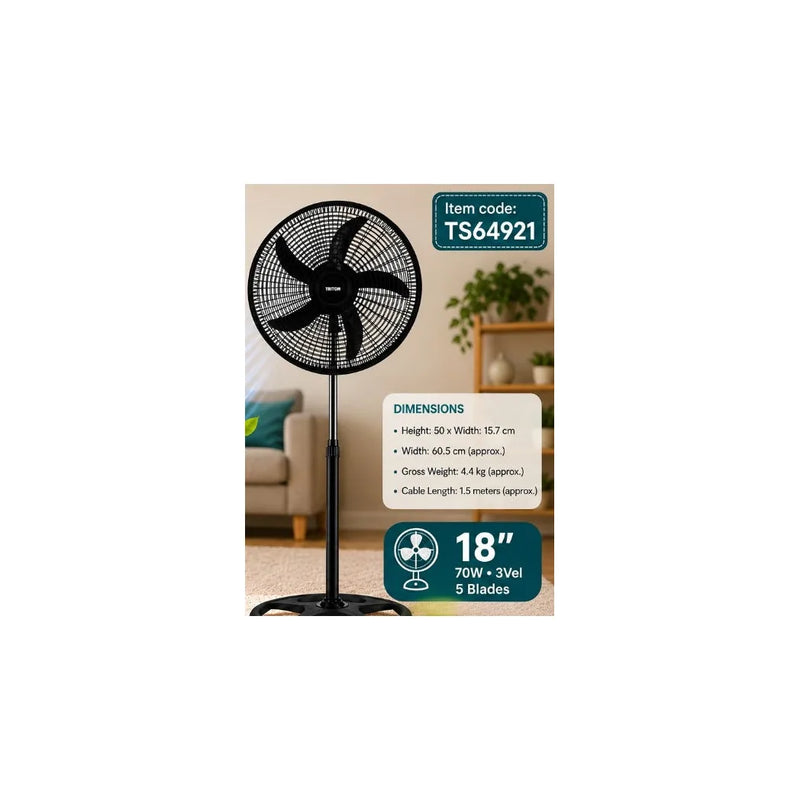 18" Black Standing Fan F18