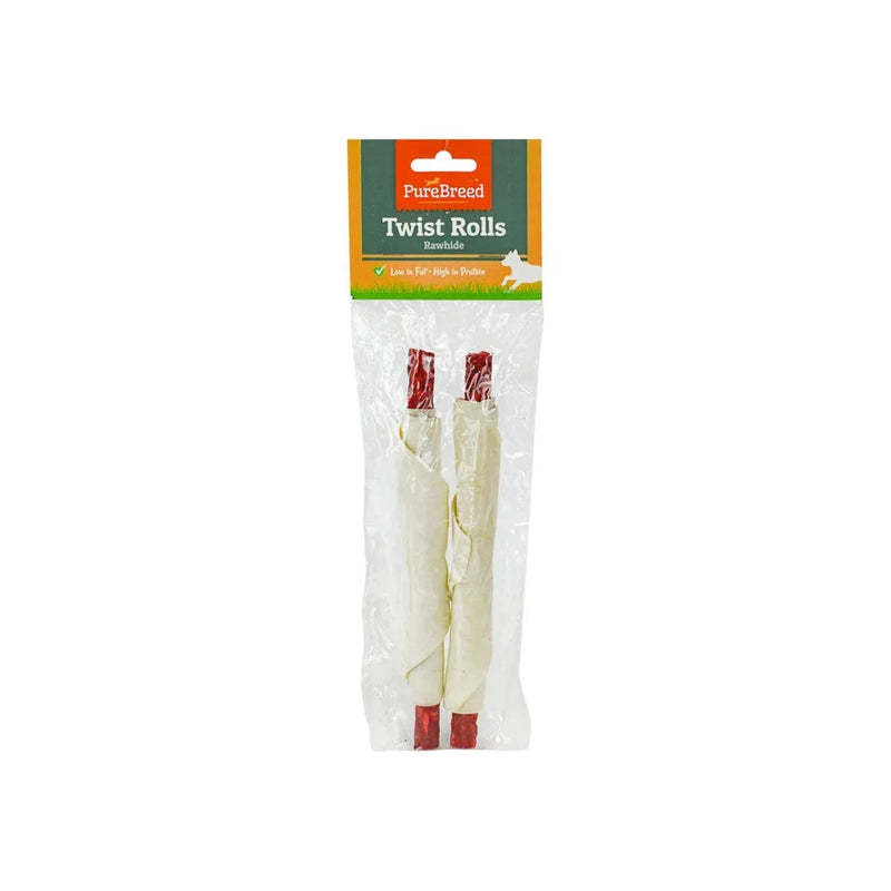 Pet Dog Treats Rawhide Twist Rolls Pack Of 2