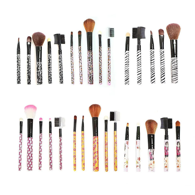 Makeup Cosmetic Brush Set Of 5 Assorted Designs