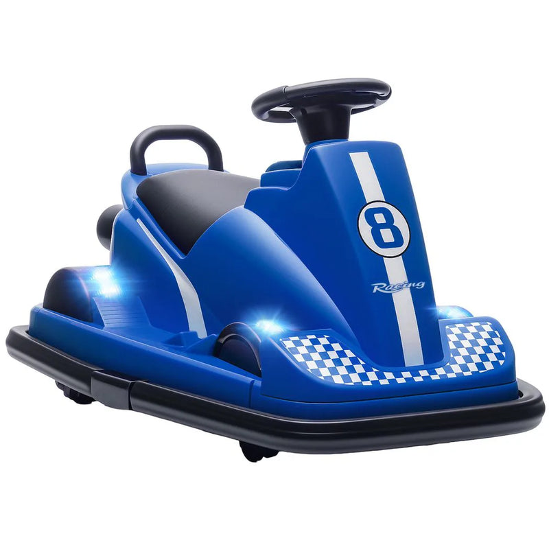 AIYAPLAY Kids Bumper Car, 360° Rotation Spin Electric Waltzer Car with LED Lights, Music for Ages 3-8 Years Old, Blue
